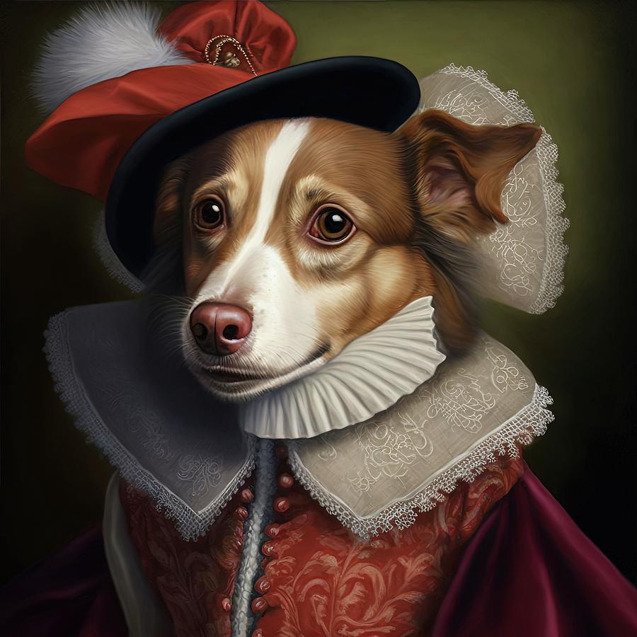 Dog wearing fancy clothes Painting by Vincent Monozlay