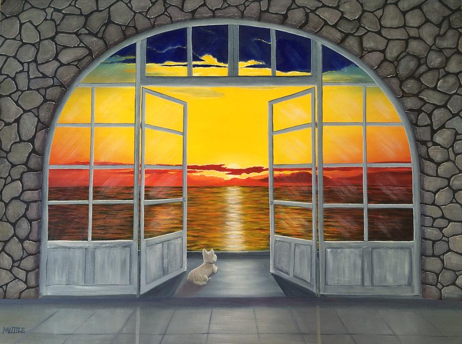 Dog With A View Painting by Marlene Little