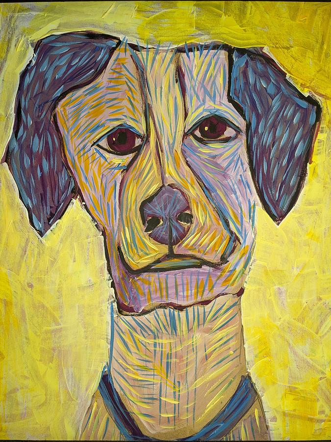 Dog with Blue Ears Painting by Ron Kammer - Fine Art America