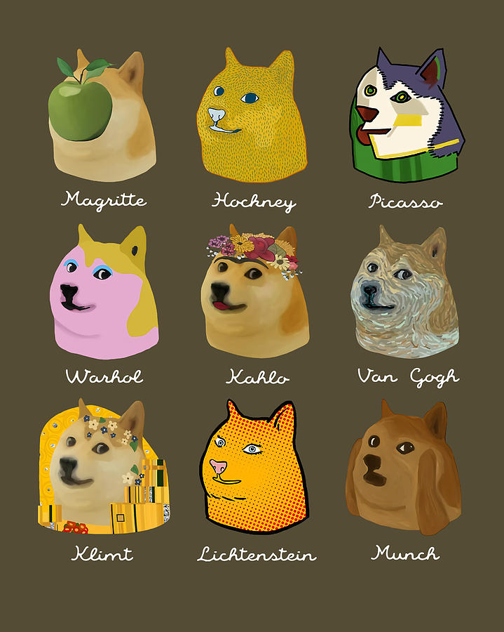 Doge Funny Famous Artists Digital Art by Barbara Leacott - Pixels