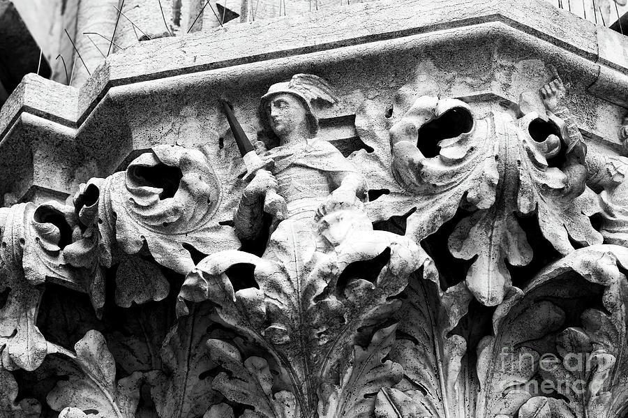 Doges Palace Capitals The Warrior Photograph by John Rizzuto