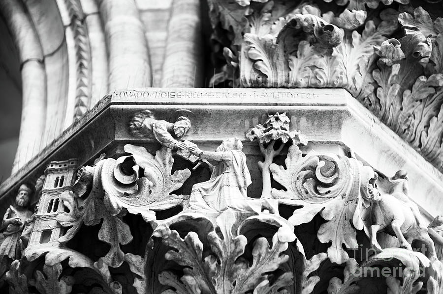 Doges Palace Capitals When Moses got the Law on Mount Sinai Photograph by John Rizzuto