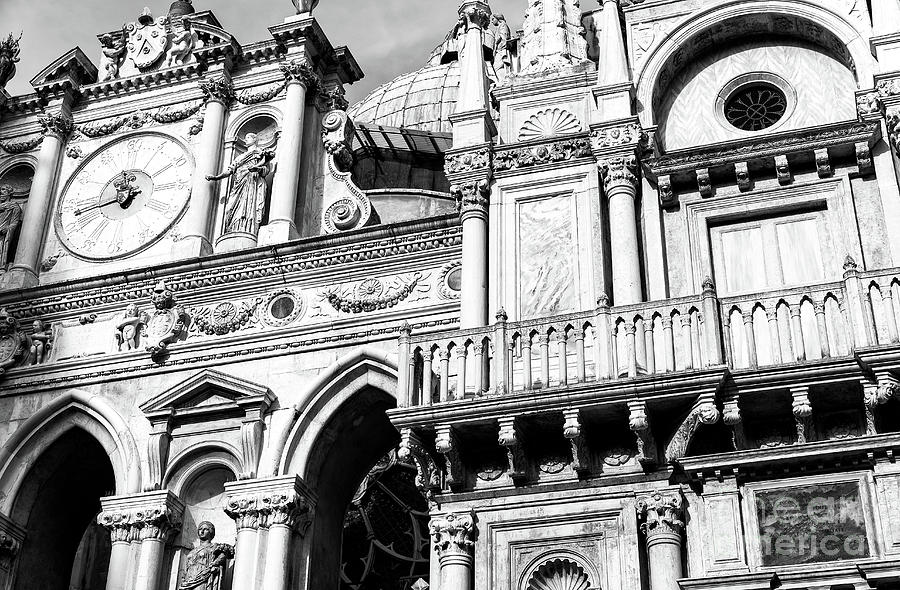 Doges Palace Courtyard Clock in Venice Photograph by John Rizzuto