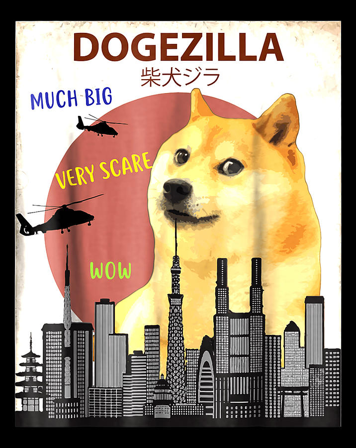 Dogezilla Funny DOGE MEME Shiba Inu Dog Shirt.png Digital Art by Minh ...