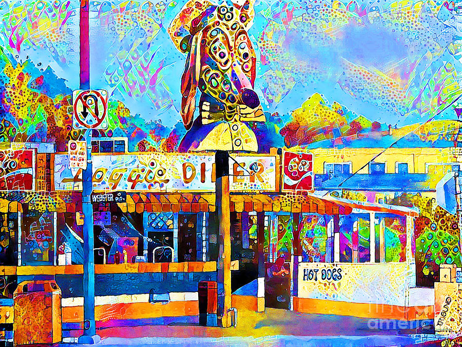 Doggie Diner in Contemporary Vibrant Happy Color Motif 20200501 Photograph by Wingsdomain Art and Photography