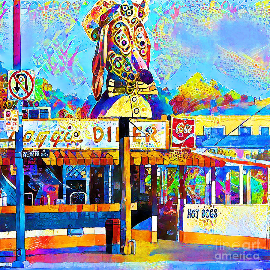 Doggie Diner in Contemporary Vibrant Happy Color Motif 20200501sq v2 Photograph by Wingsdomain Art and Photography