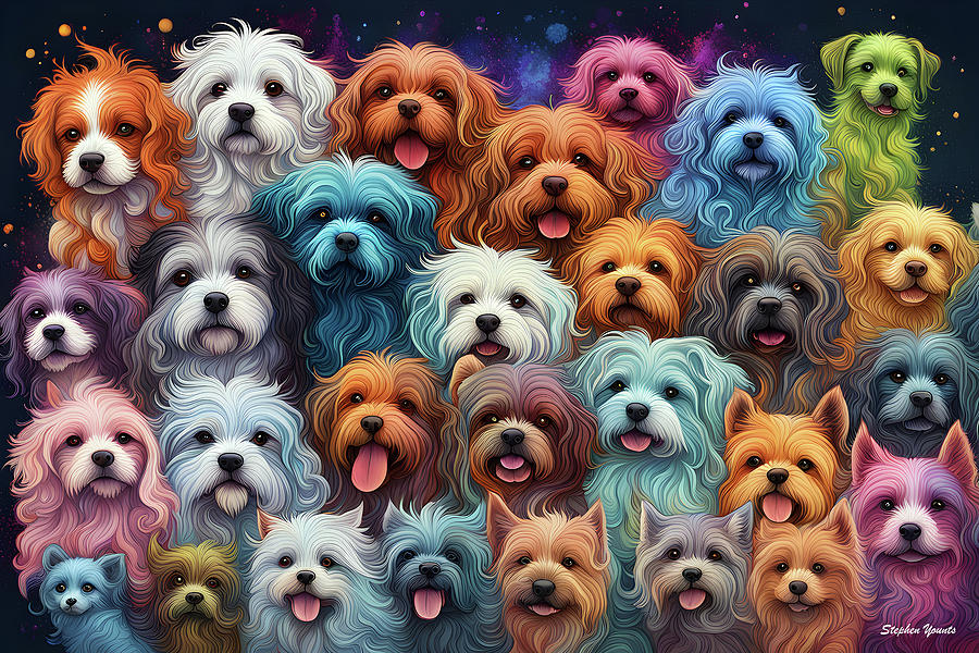 Doggies Digital Art by Stephen Younts