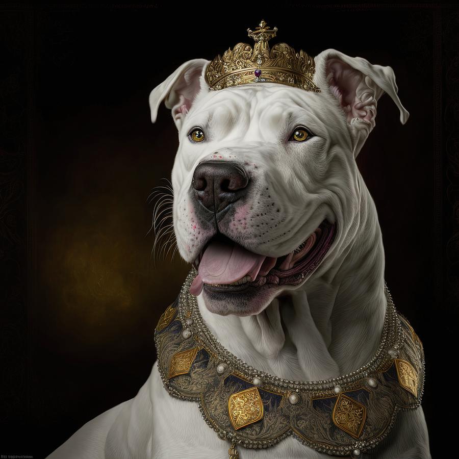 Dogo Argentino dog dressed in luxury clothing Painting by Vincent Monozlay