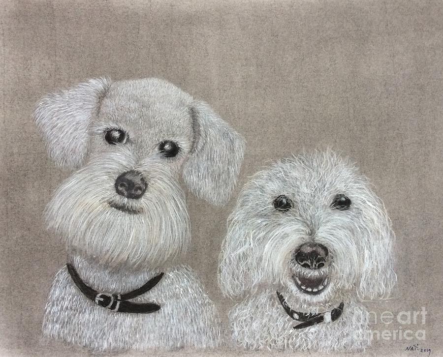 Dogs family portrait  Pastel by Natalia Wallwork