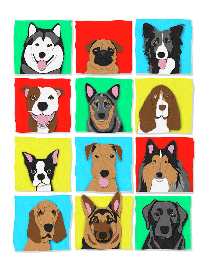 Dog Digital Art - Dogs in Felt by Michelle Caldwell Dog Digital Art - Dogs in Felt by Michelle Caldwell