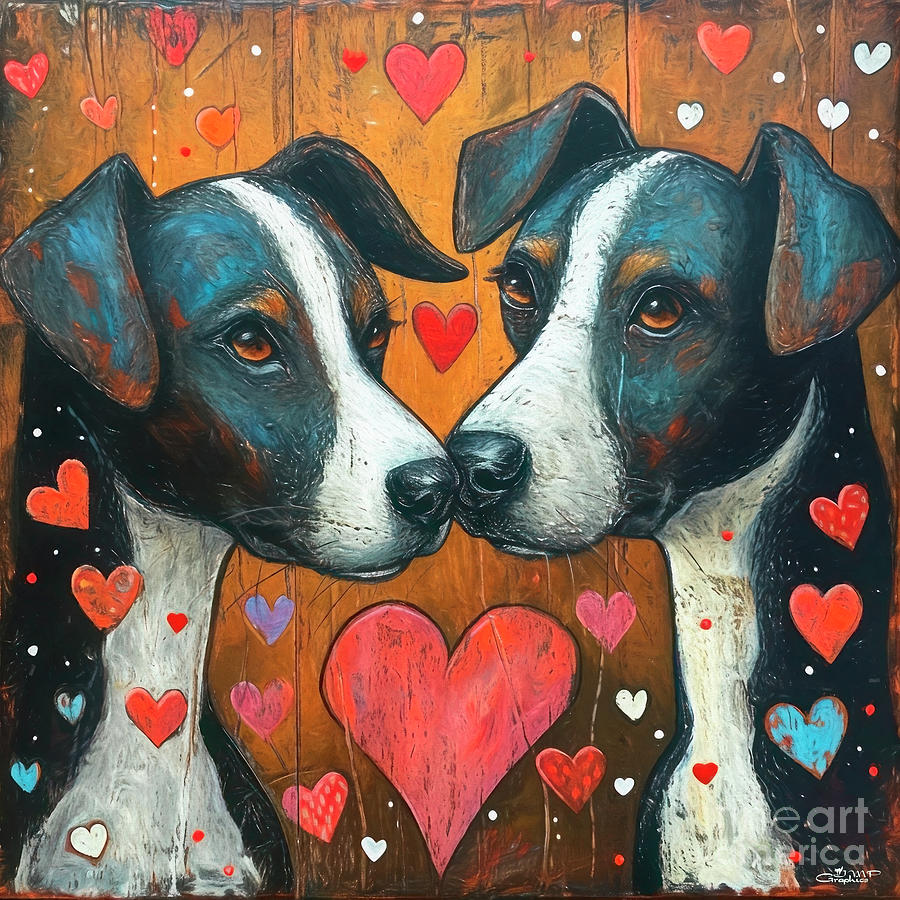 Dogs in Love Digital Art by Jutta Maria Pusl