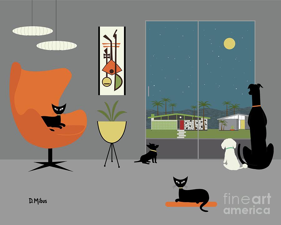 Dogs Look at Mid Century Houses Digital Art by Donna Mibus Dogs Look at Mid Century Houses Digital Art by Donna Mibus