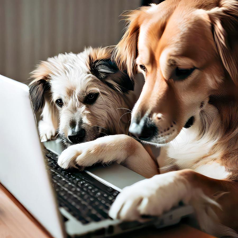 Dogs on a Laptop Digital Art by David Manlove