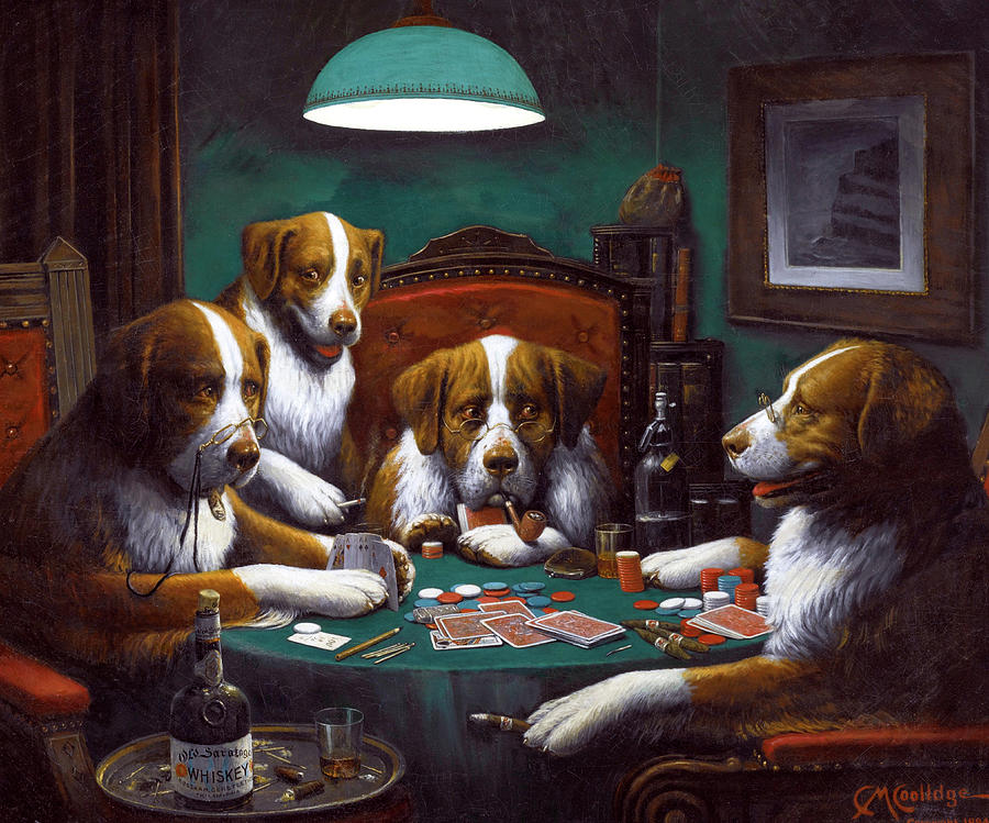 Dogs Playing Poker Painting by Cassius Marcellus Coolidge - Fine Art ...