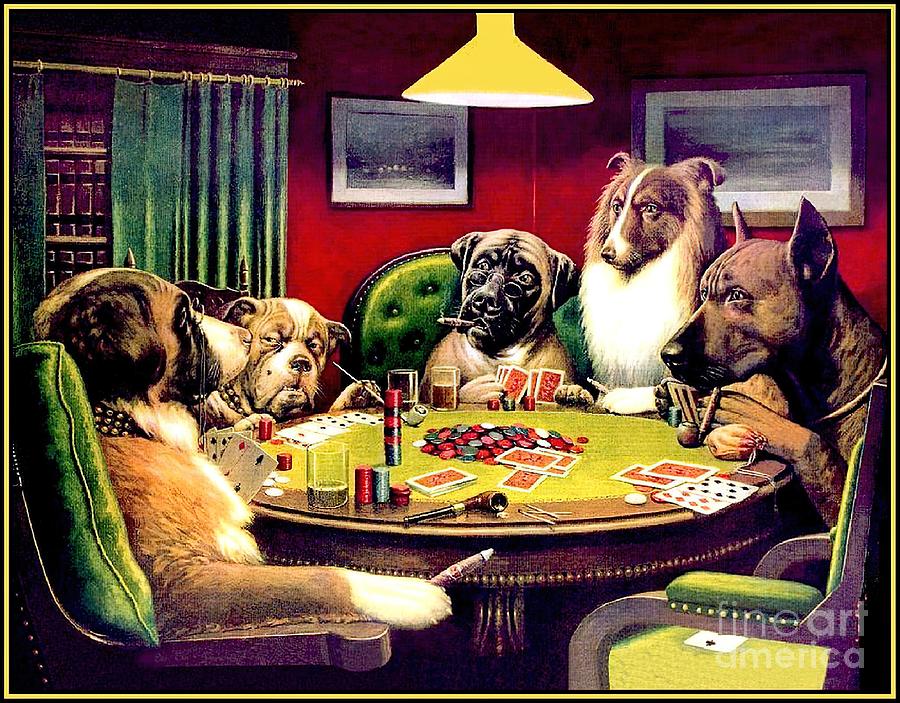 DOGS PLAYING POKER Vintage Brown and Begelow Adv Painting by Moore ...