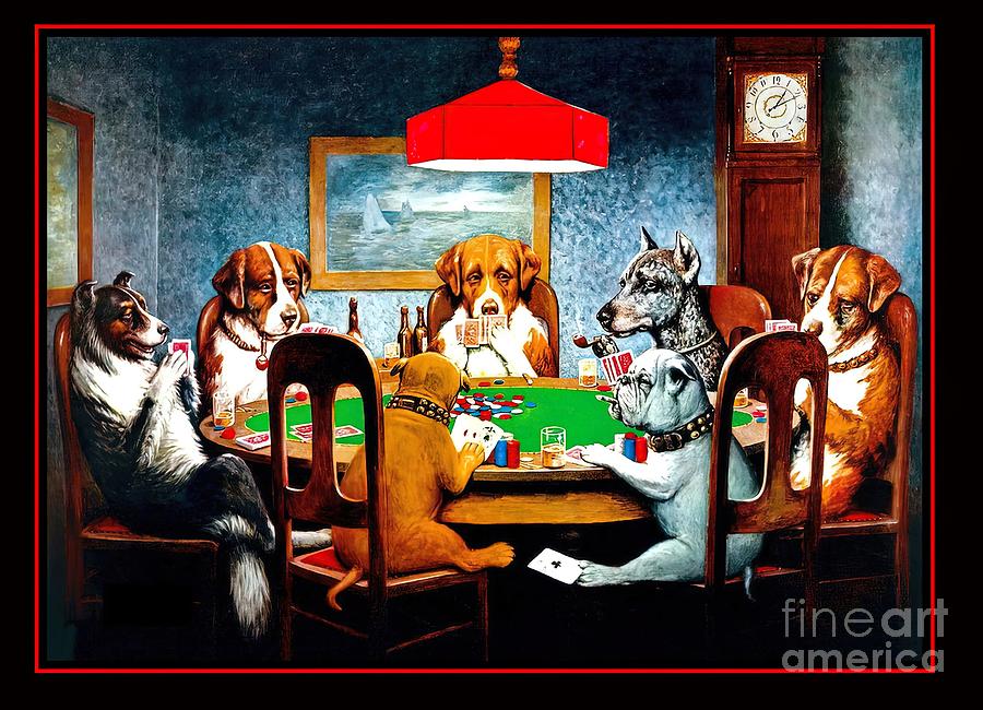 DOGS PLAYING POKER Vintage C M Coolidge Print Painting by Morgan Ruby ...