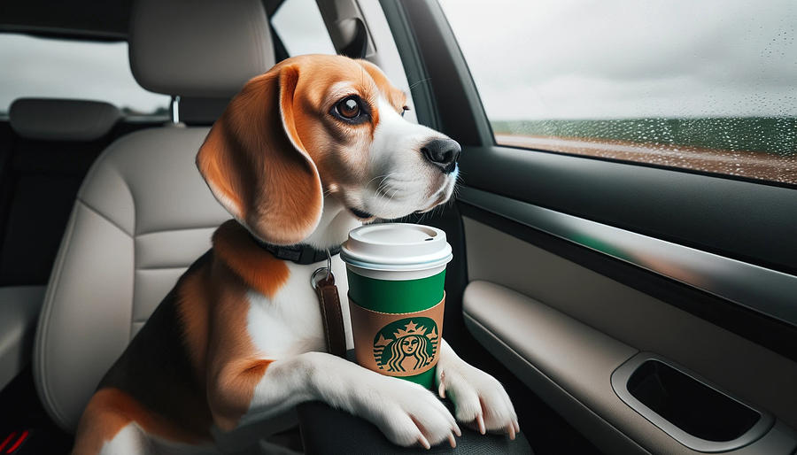 Dogs Riding in Cars with Coffee Digital Art by Holly Picano
