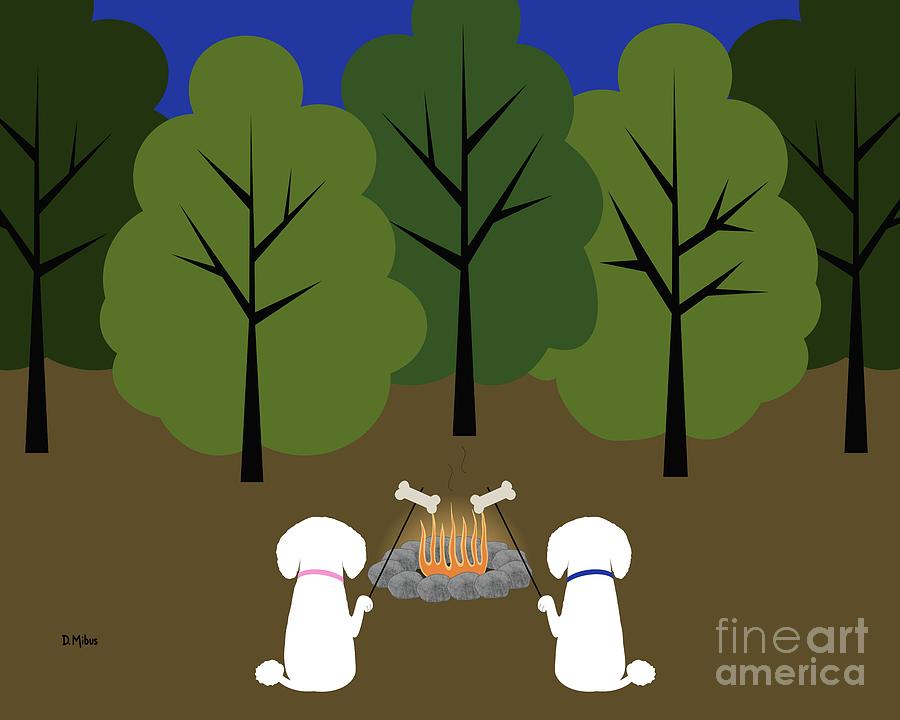 Dogs Roasting Bones Over Campfire Digital Art by Donna Mibus