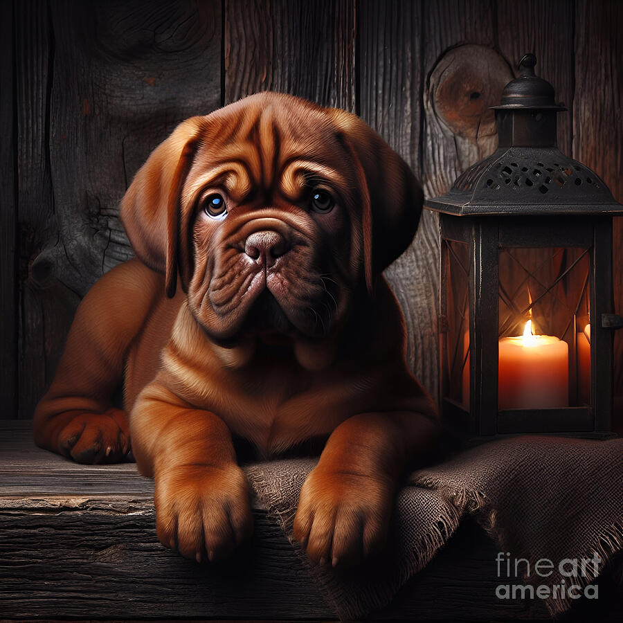 Dog Digital Art - Dogue de Bordeaux puppy 2 by Mia-Maria Wikstrom