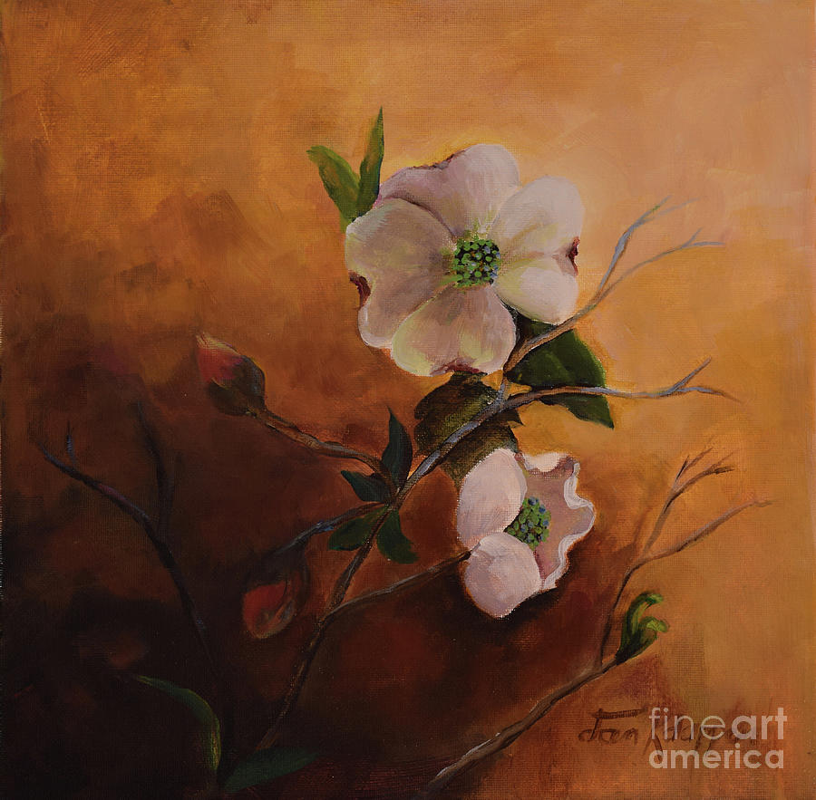 Dogwood Branch Painting by Jan Dappen