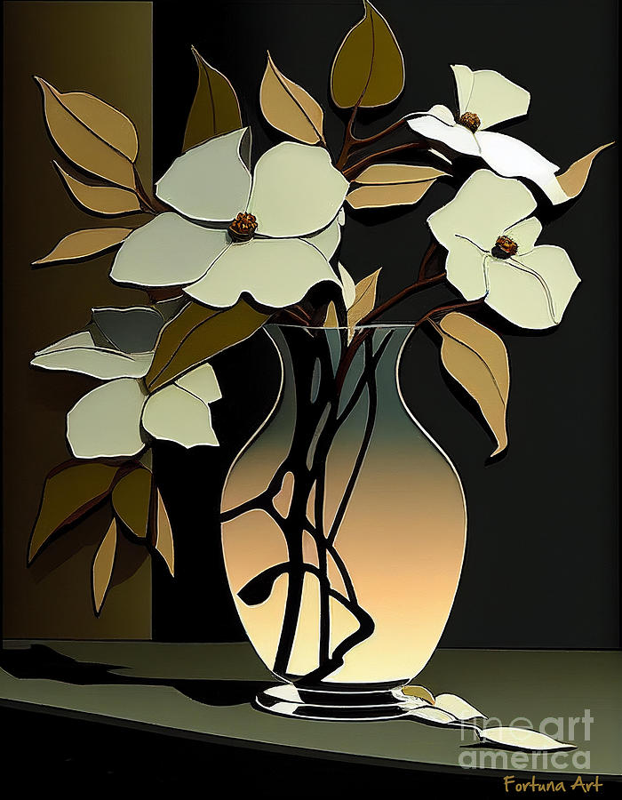 Dogwood in Glass Vase Digital Art by Dragica Micki Fortuna