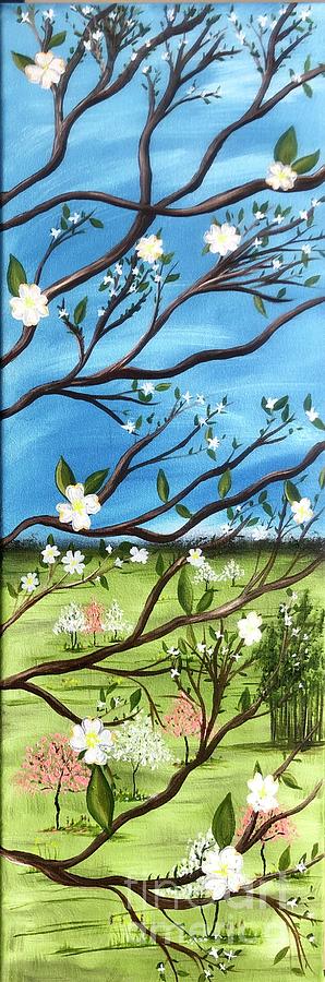 Dogwood Life - panel 2 Painting by Diane Tate - Pixels