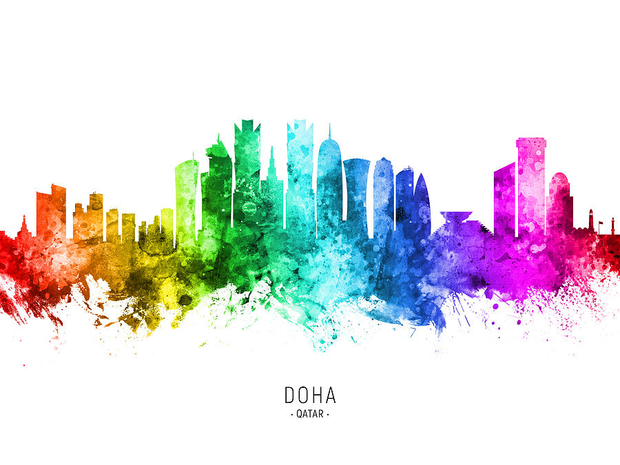Doha Qatar Skyline #57 Digital Art by Michael Tompsett