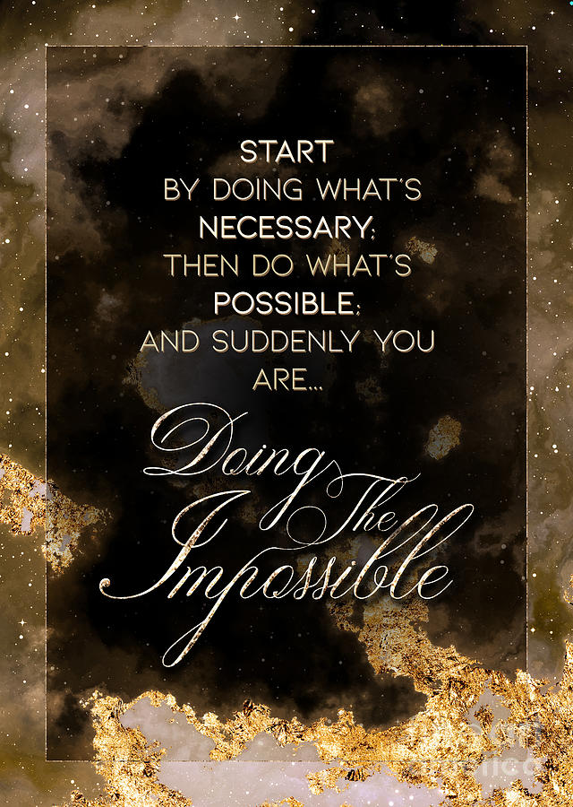 Doing the Impossible Gold Motivational Art n.0084 Painting by Holy Rock Design