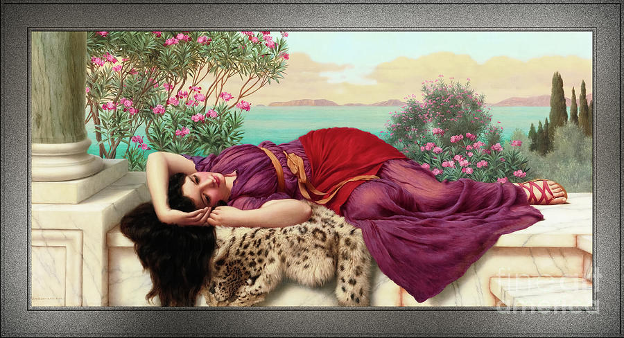 Dolce Far Niente by John William Godward Remastered Xzendor7 Fine Art Classical Reproductions Painting by Rolando Burbon