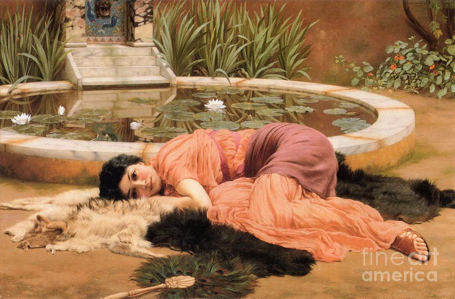Dolce Far Niente Sweet Idleness or A Pompeian Fishpond 1904 Painting by John William Godward