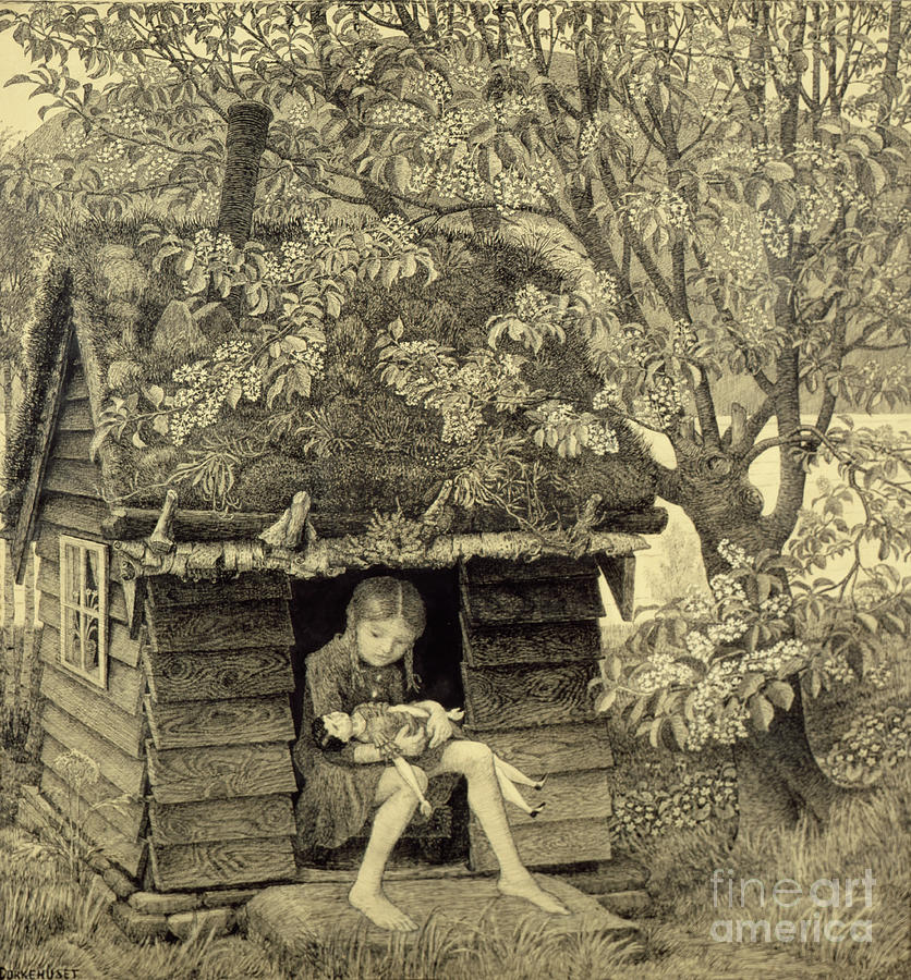Dollhouse Drawing by O Vaering by Nikolai Astrup