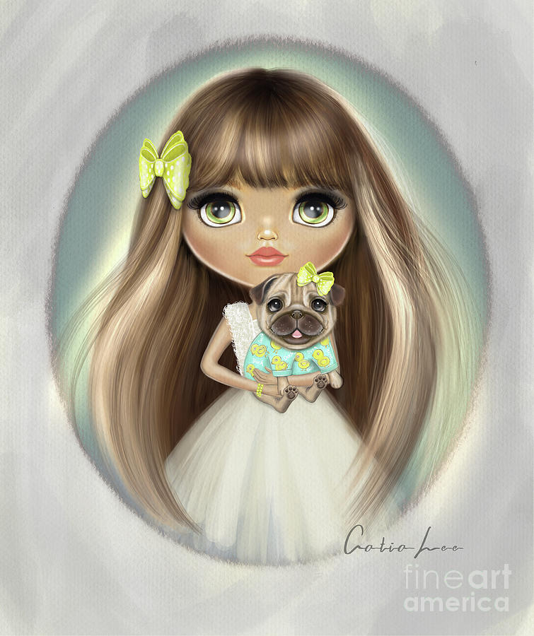 Dolly and Pug Painting by Catia Lee