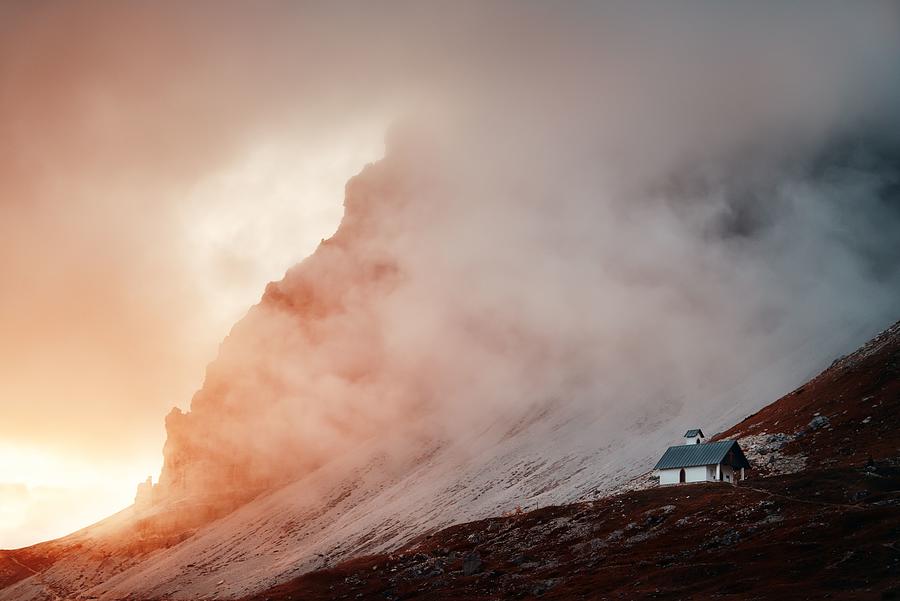 Dolomites fog church Photograph by Songquan Deng