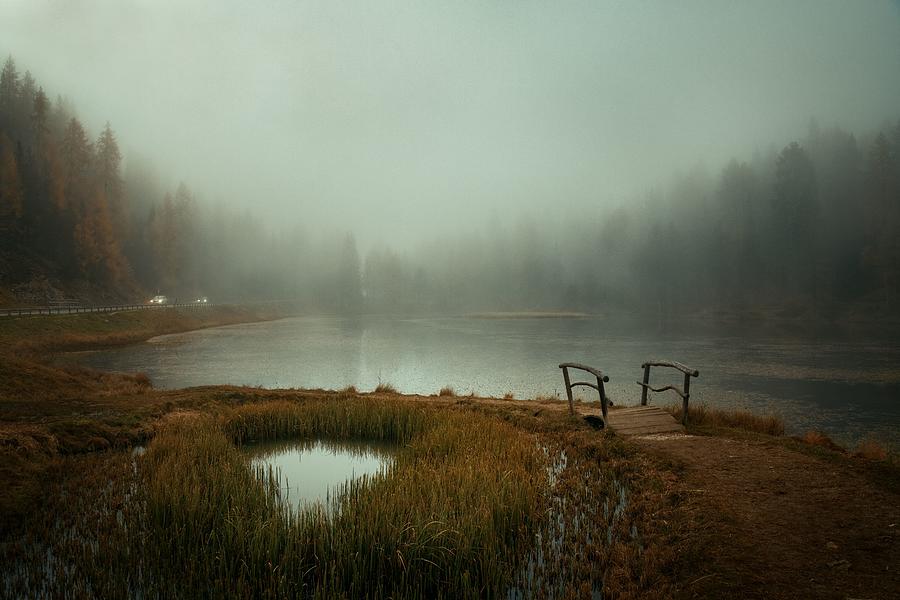 Dolomites fog lake Photograph by Songquan Deng