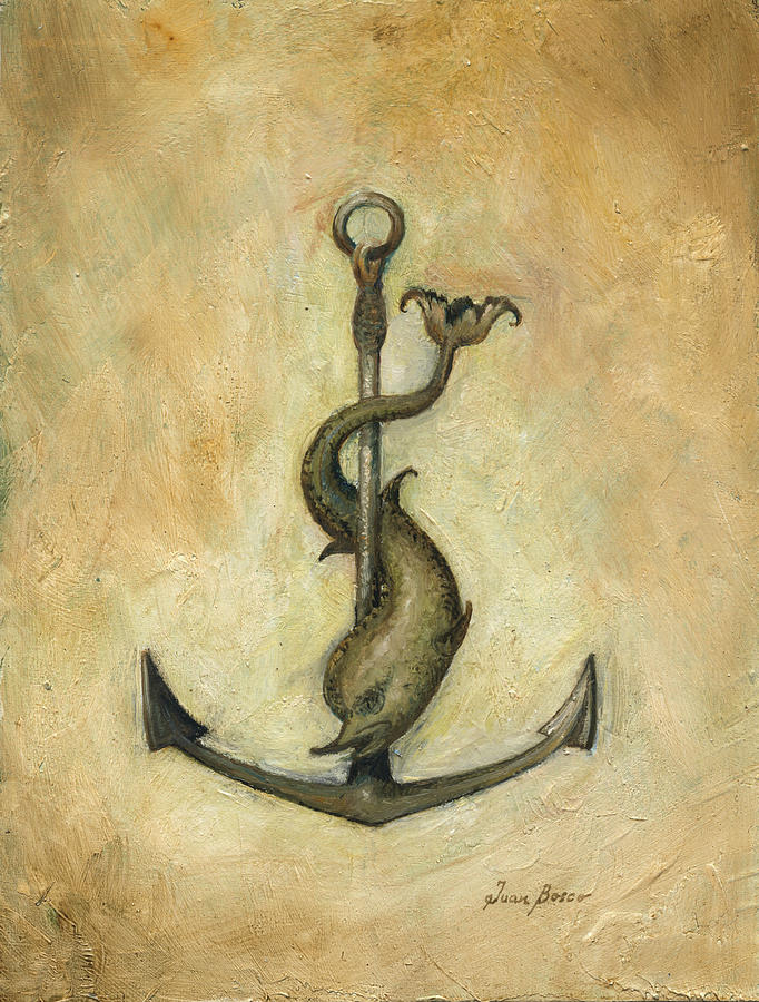 Juan Bosco Painting - Dolphin and Anchor by Juan Bosco