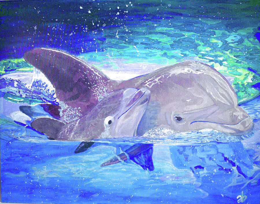 Dolphin Baby Painting by Angela Brunson Dolphin Baby Painting by Angela Brunson