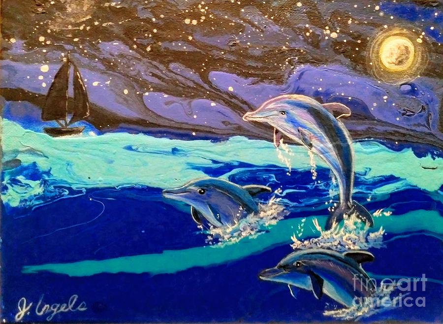 Dolphin Delight Painting by Johanna Ingels