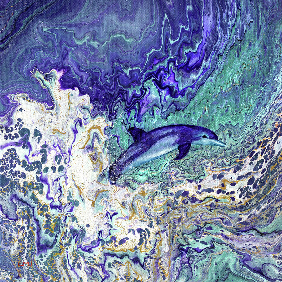 Dolphin Leaping from the Waves Painting by Laura Iverson