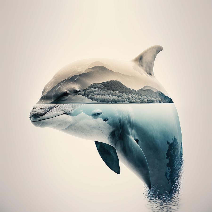 Dolphin Seascape Digital Art by HusbandWifeArt Co - Fine Art America