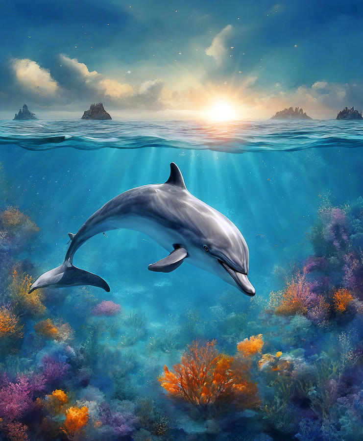 Dolphin Swim Digital Art by Ian Mitchell