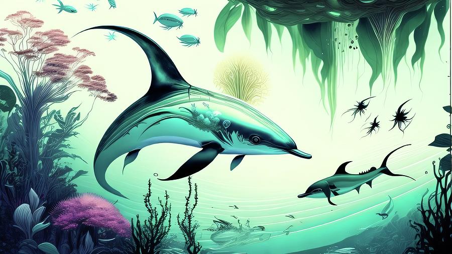 Dolphin Digital Art by Tricky Woo