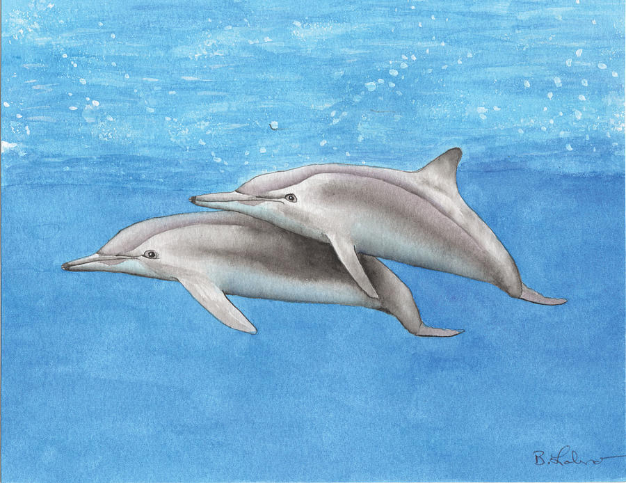 Dolphins Painting by Bob Labno