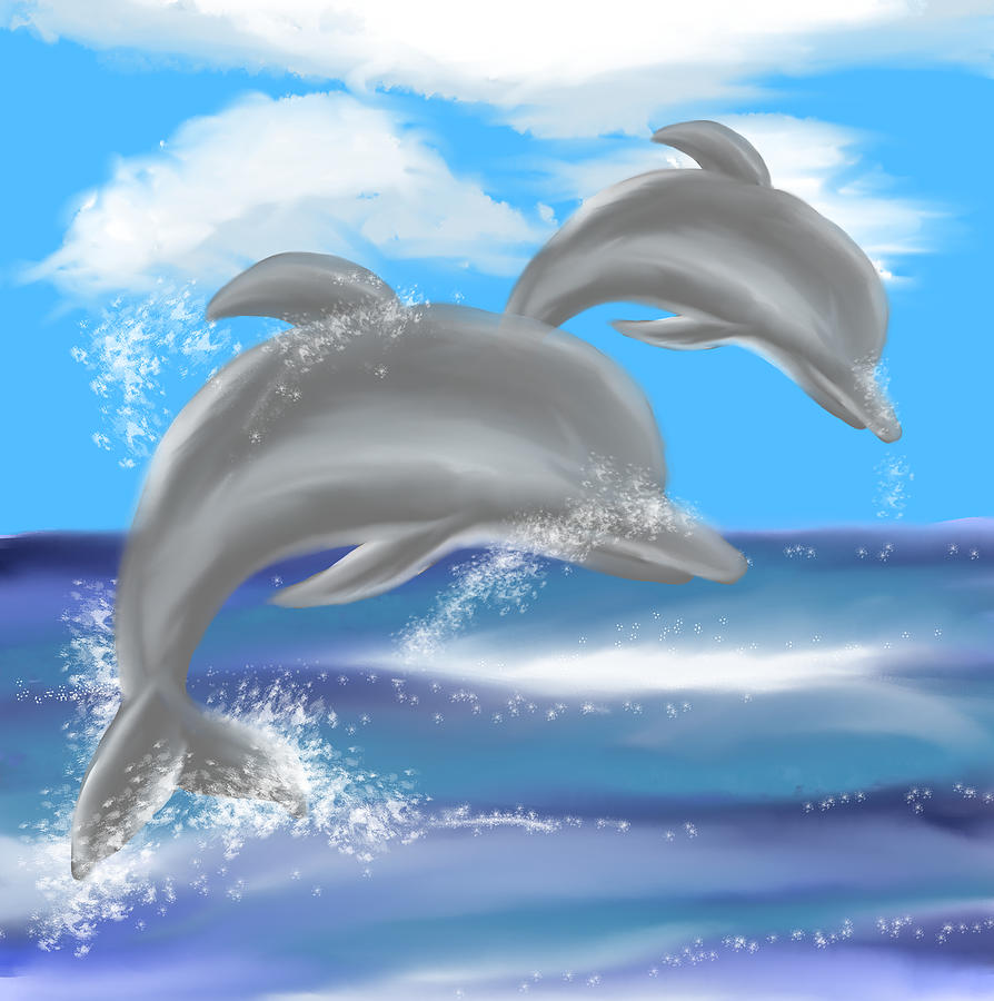 Dolphins Digital Art by Faa shie