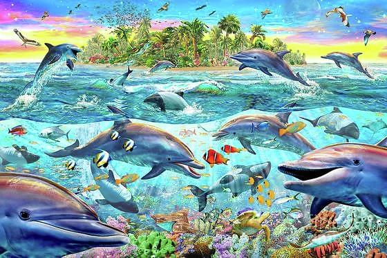 Animal Digital Art - Dolphins In the Ocean by Royal Palace Arts