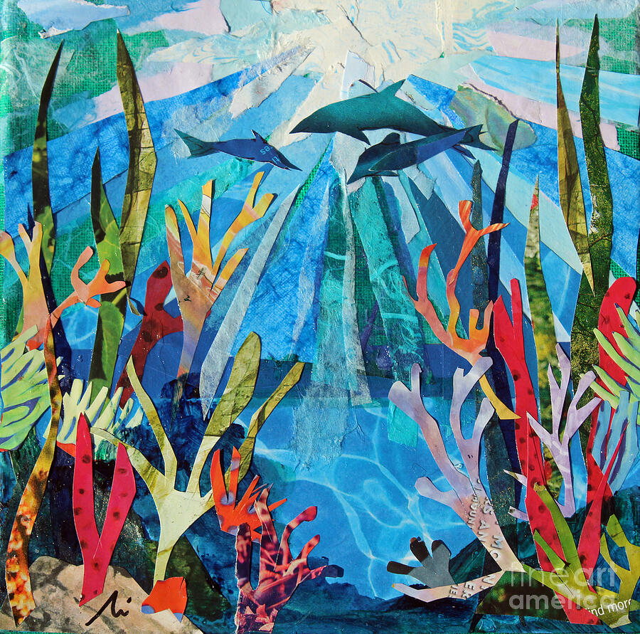 Dolphins In the Sun Mixed Media by Li Newton