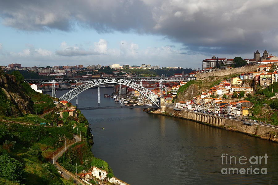Dom Luis I Bridge and River Douro panorama Porto Portugal Photograph by James Brunker