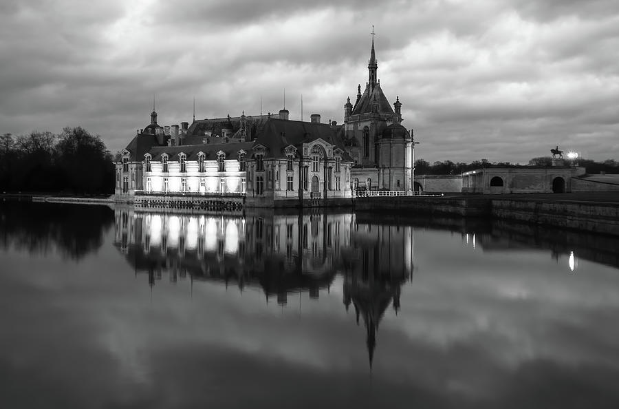 Domaine de Chantilly black and white Photograph by Jean-Luc Farges