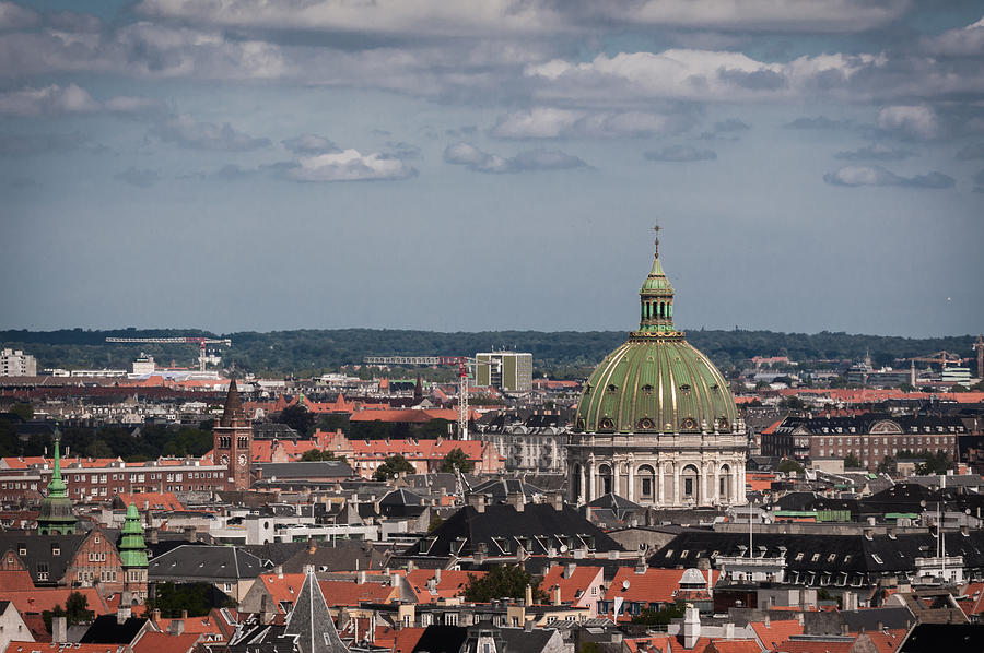 Dome of Marble Church and Copenhagen rooftops Photograph by Dorte Fjalland