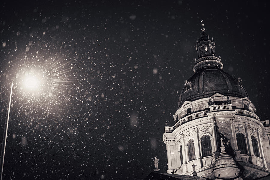 Dome of St. Stephens Basilica with Snow Photograph by Tito Slack