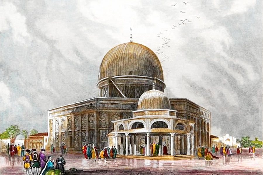 Dome of the Rock Courtyard in 1850 Photograph by Munir Alawi